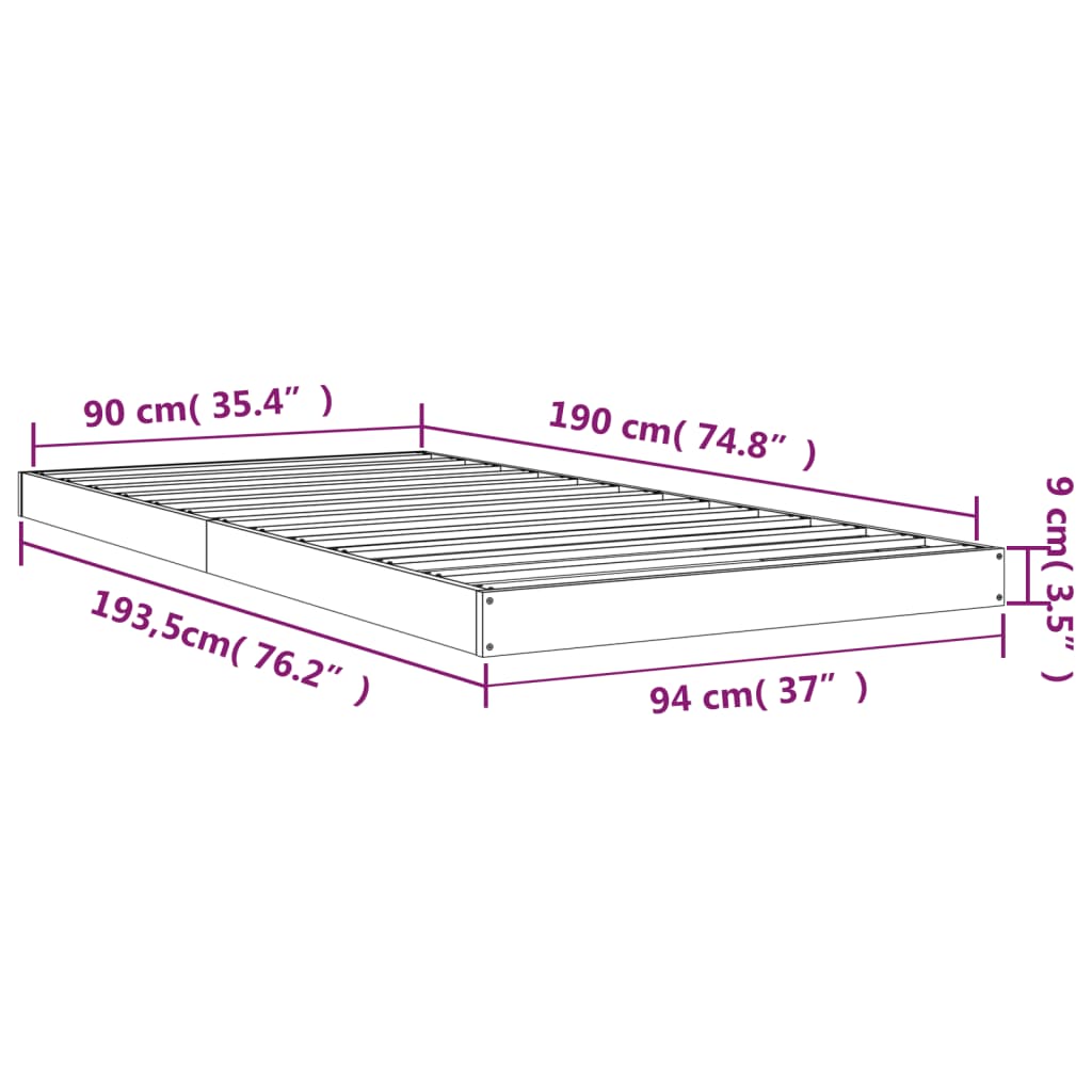 Giroletto 90x190 cm Single in Legno Massello di Pino | homemem39