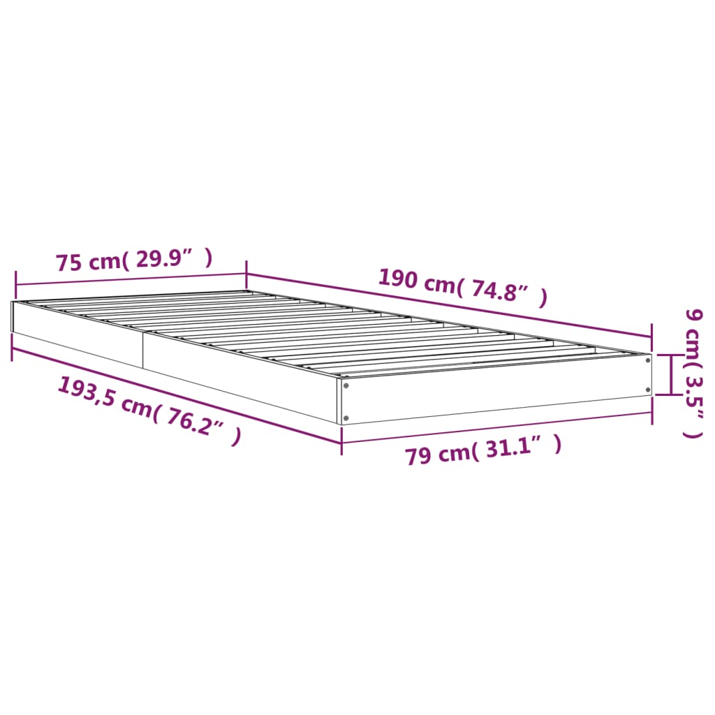 Giroletto senza Materasso Bianco 75x190 Legno Massello di Pino | homemem39