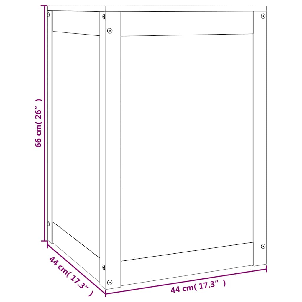 Contenitore per Bucato Nero 44x44x66 cm Legno Massello Pino | homemem39
