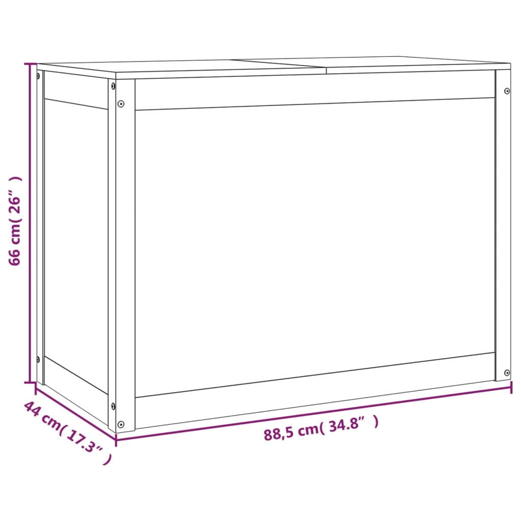 Contenitore per Bucato Grigio 88,5x44x66 cm Legno Massello Pino | homemem39