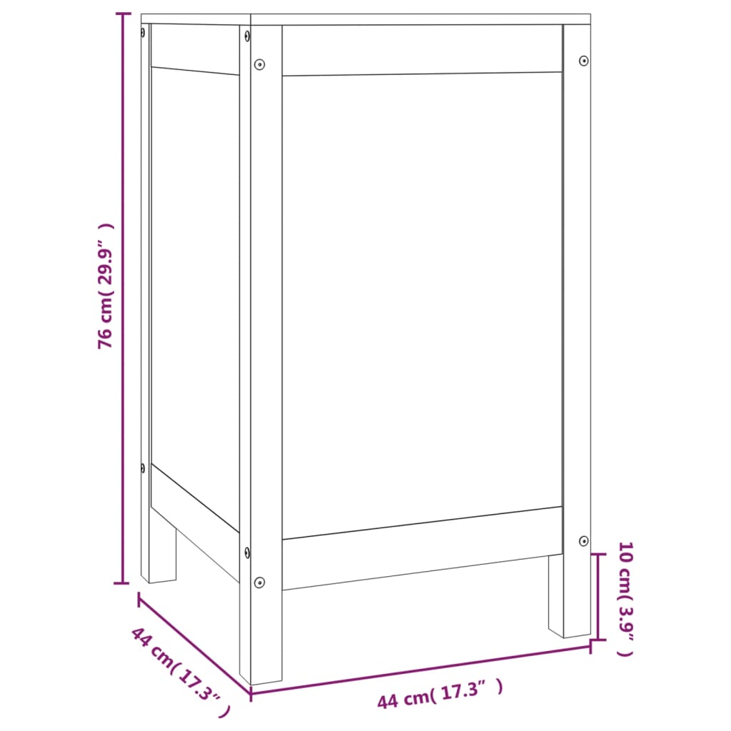 Contenitore per Bucato 44x44x76 cm Legno Massello Pino | homemem39