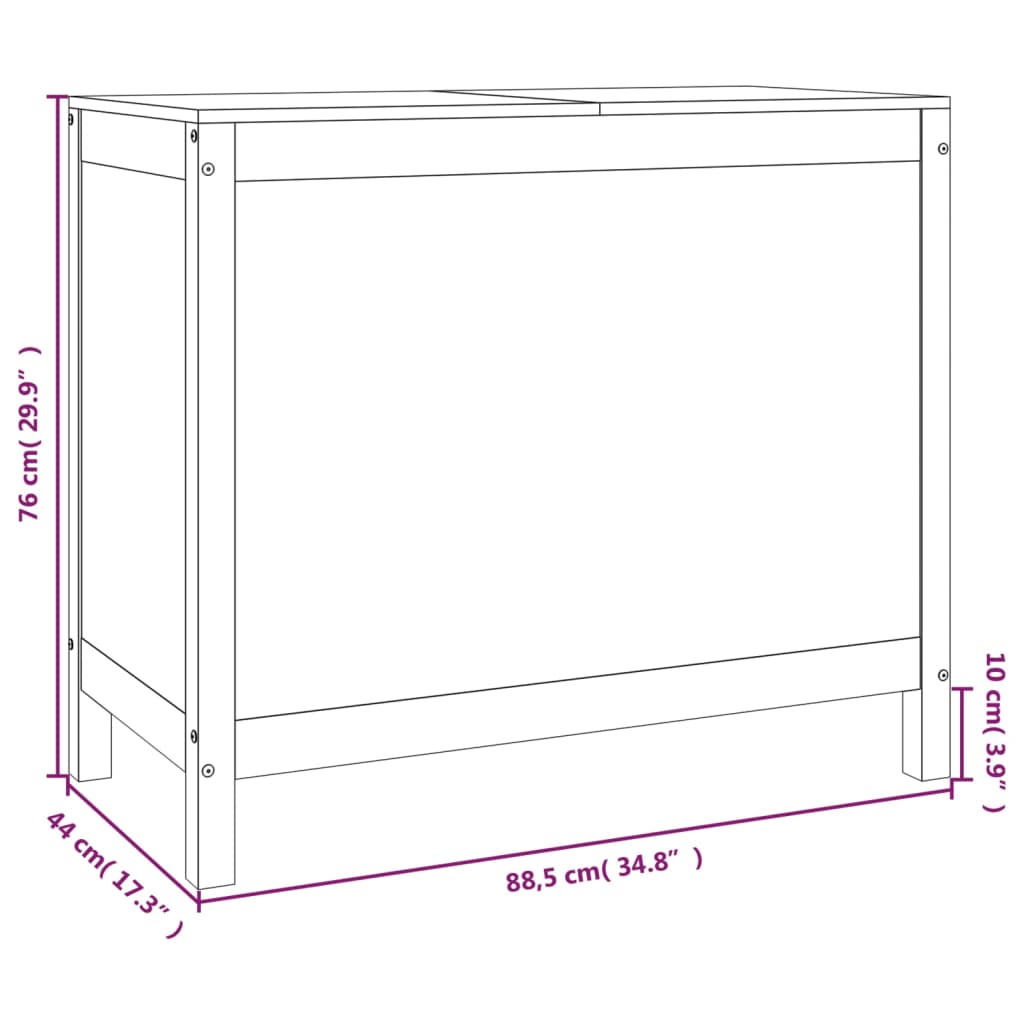 Contenitore per Bucato Nero 88,5x44x76 cm Legno Massello Pino | homemem39
