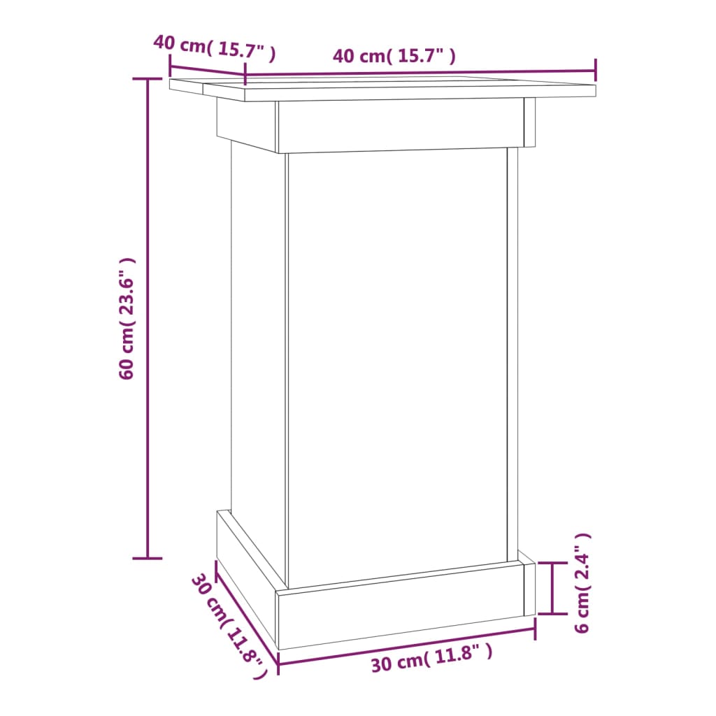 Portafiori grigio 40x40x60 cm in Legno Massello di Pino