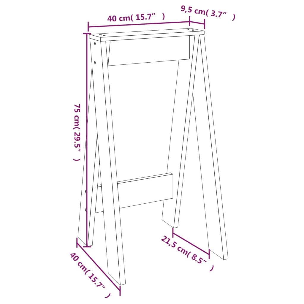 Sgabelli 2 pz Nero 40x40x75 cm in Legno Massello di Pino | homemem39