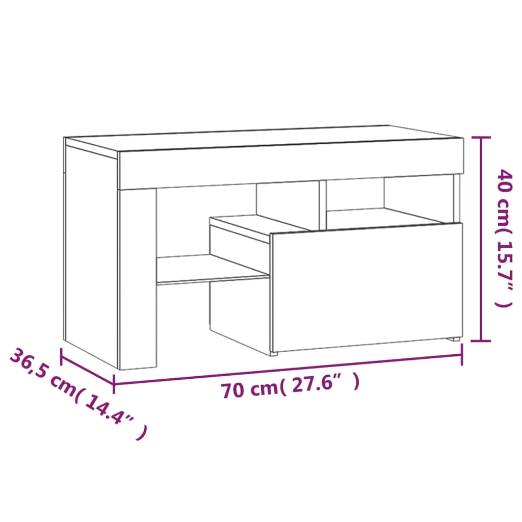 Comodini 2 pz con Luci a LED Rovere Sonoma 70x36,5x40 cm