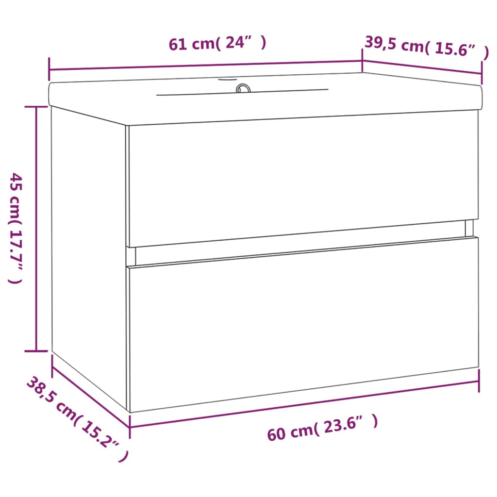 Mobile Bagno e Lavabo Integrato Grigio Sonoma Legno Multistrato | homemem39