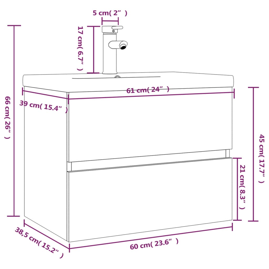 Mobile Bagno e Lavabo Integrato Grigio Sonoma Legno Multistrato | homemem39
