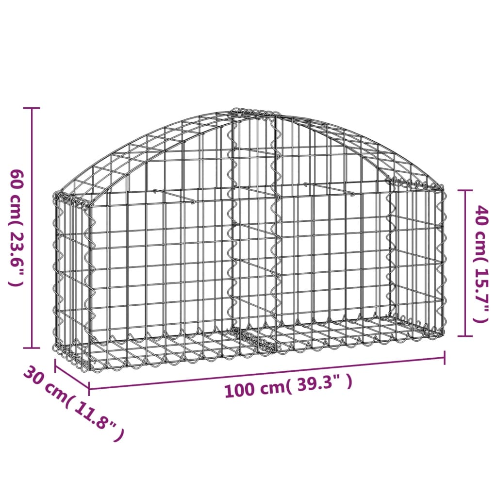 Cesto Gabbione ad Arco 100x30x40/60 cm Ferro Zincato | homemem39