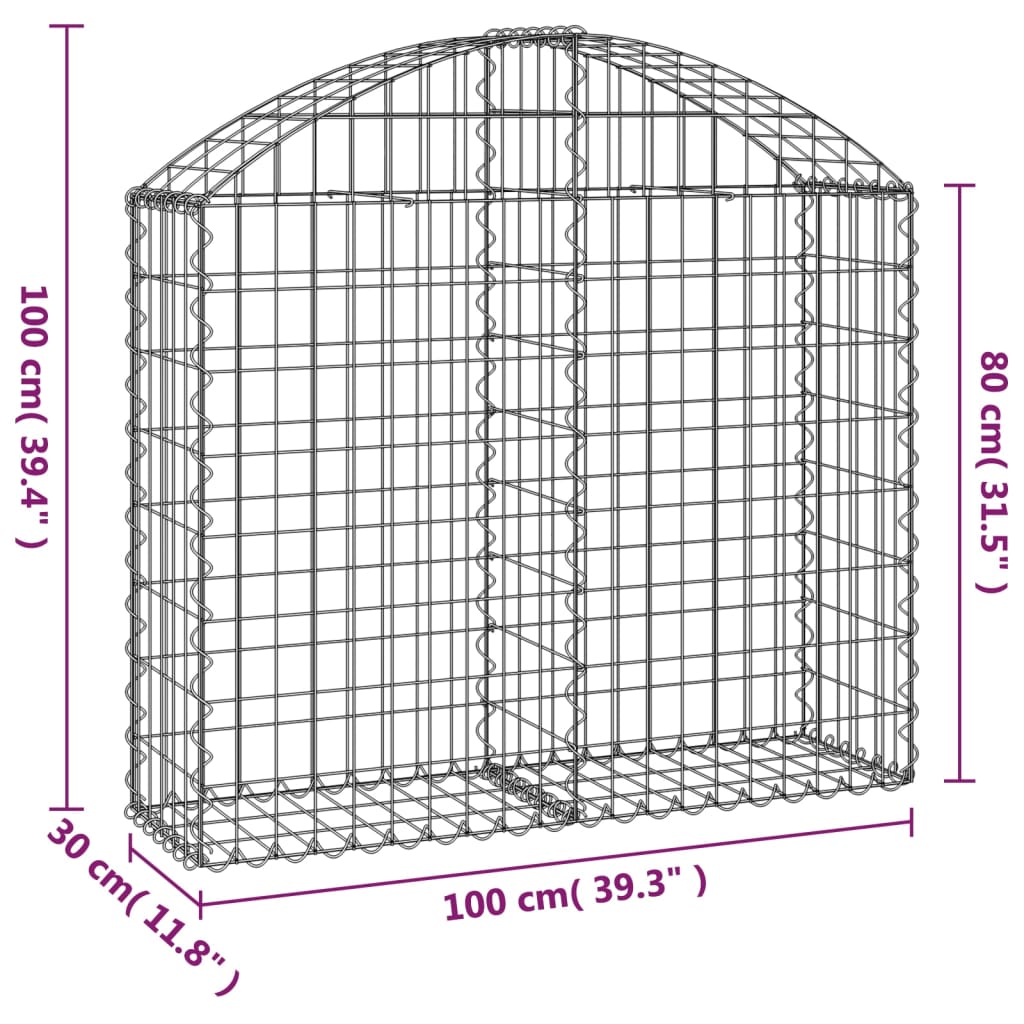 Cesto Gabbione ad Arco 100x30x80/100 cm Ferro Zincato | homemem39