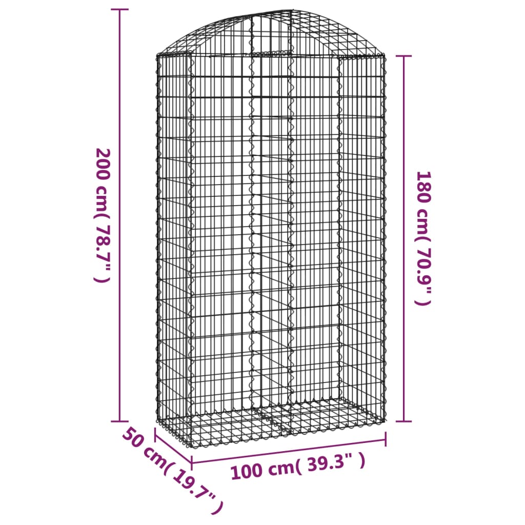 Cesto Gabbione ad Arco 100x50x180/200 cm Ferro Zincato | homemem39