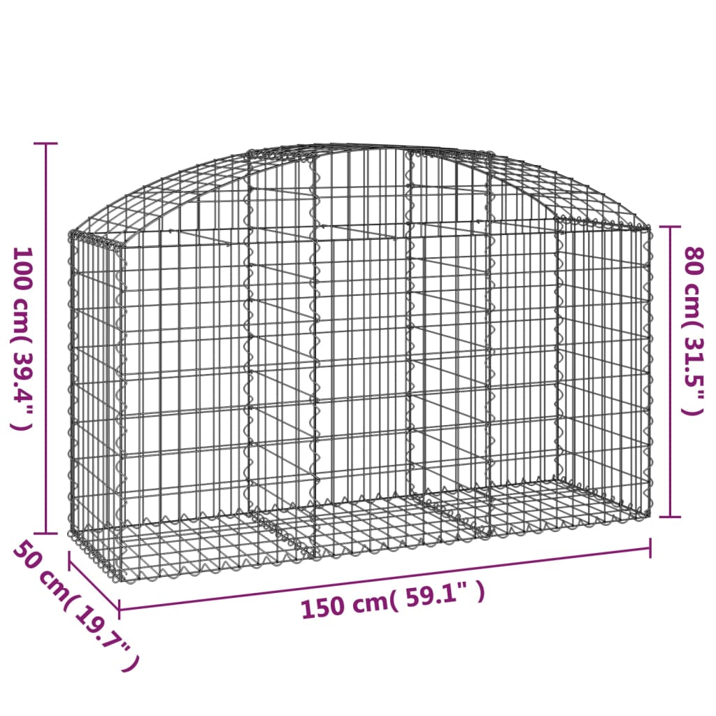 Cesto Gabbione ad Arco 150x50x80/100 cm Ferro Zincato | homemem39