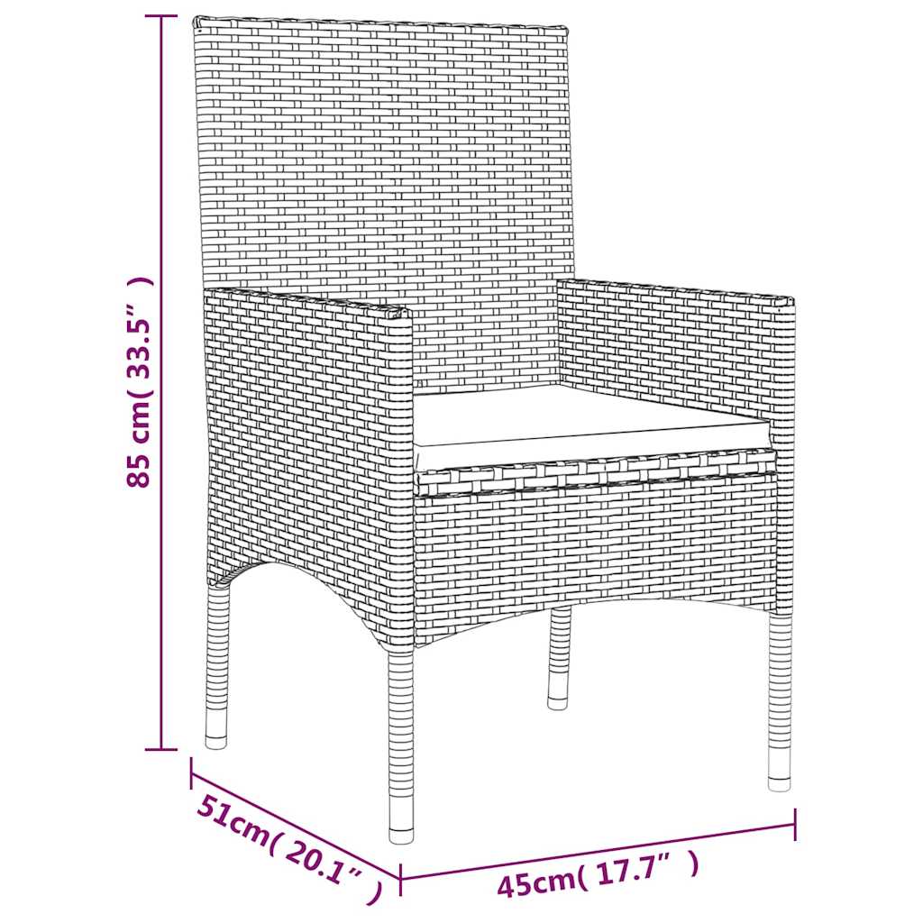Set Divani da Giardino 4 pz con Cuscini Nero in Polyrattan | homemem39