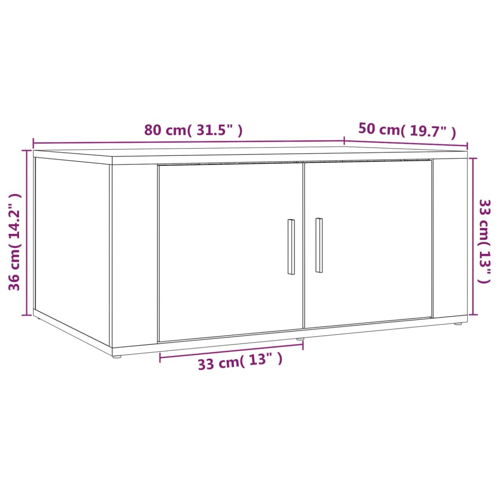 Tavolino da Salotto Rovere Marrone 80x50x36cm Legno Multistrato | homemem39
