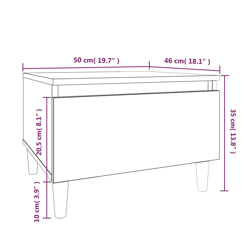 Tavolino Rovere Sonoma 50x46x35 cm in Legno Multistrato | homemem39