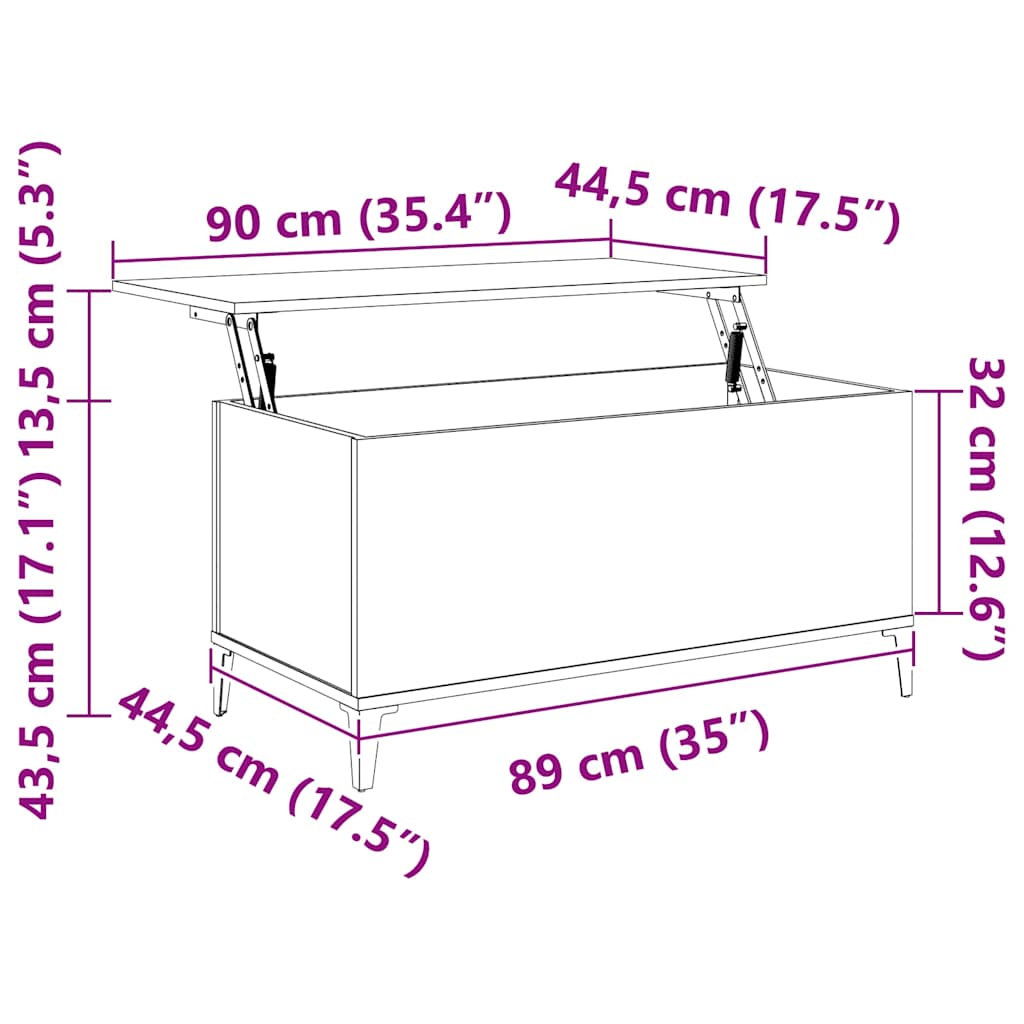 Tavolino da Salotto Nero 90x44,5x45 cm in Legno Multistrato