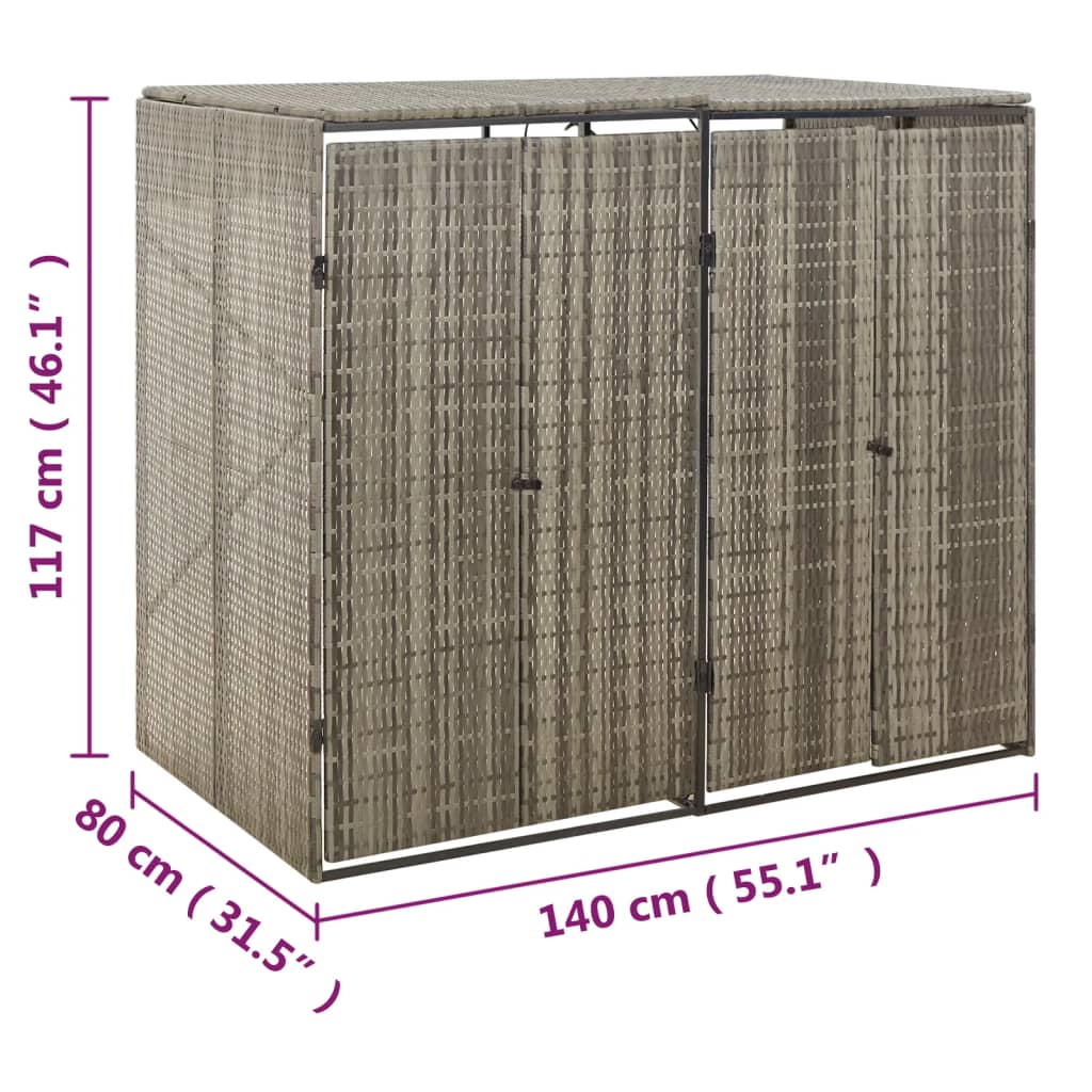 Copribidone Doppio Grigio 140x80x117 cm in Polyrattan | homemem39