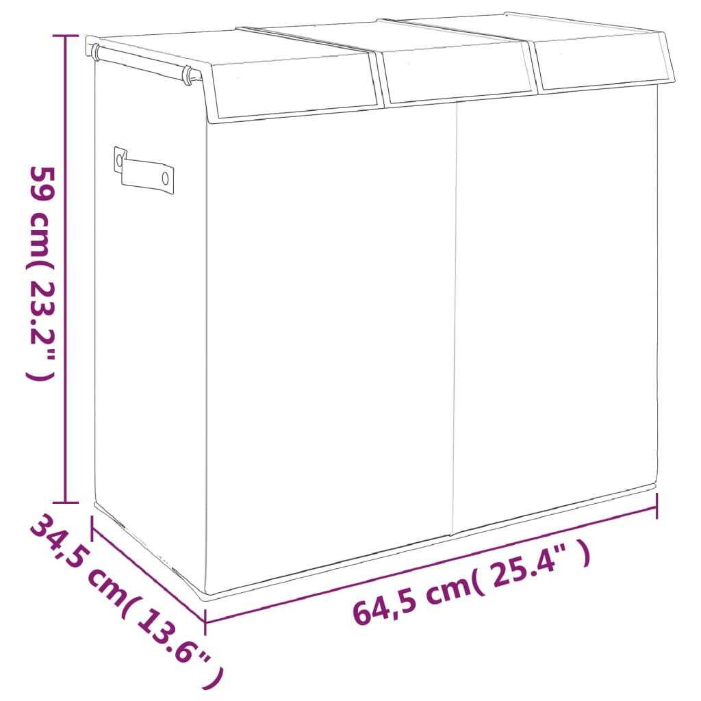 Cesto Biancheria Pieghevole Grigio 64,5x34,5x59 cm Lino Finto | homemem39
