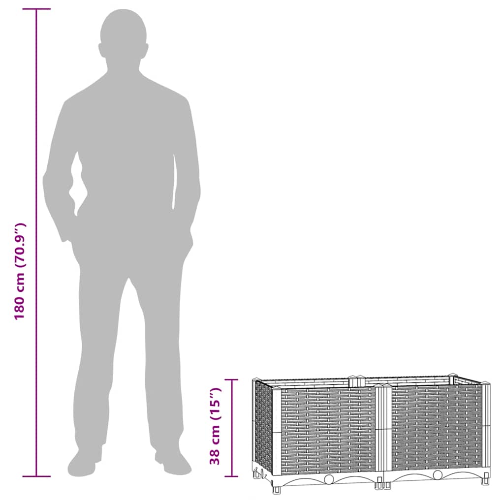 Fioriera Rialzata 80x40x38 cm in Polipropilene - homemem39