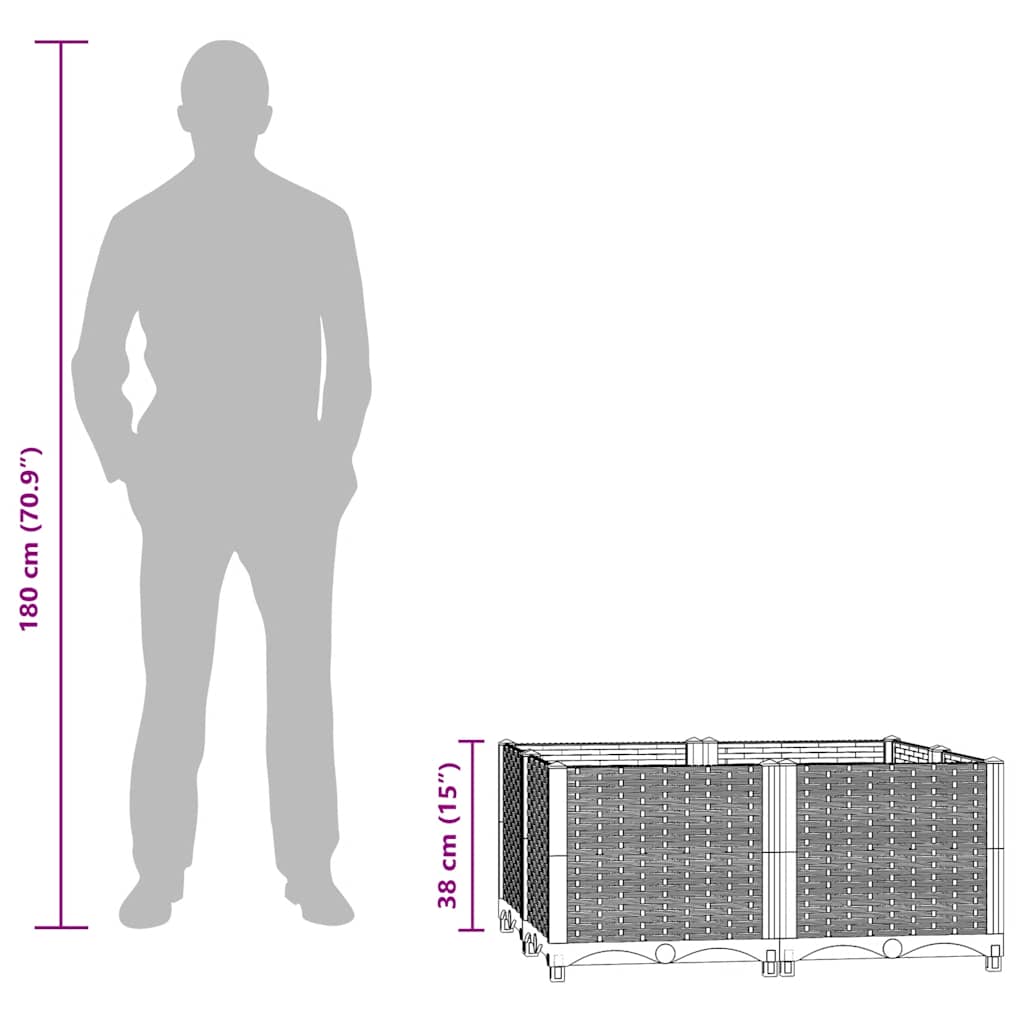 Fioriera Rialzata 80x80x38 cm in Polipropilene - homemem39