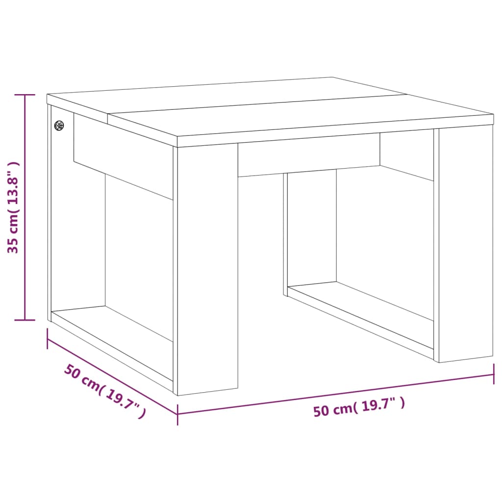 Tavolino Rovere Fumo 50x50x35 cm in Legno Multistrato | homemem39