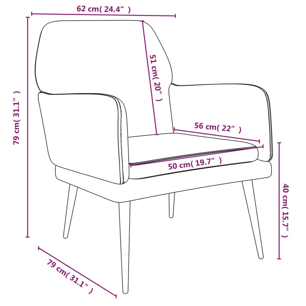 Poltrona Grigio Chiaro 62x79x79 cm Velluto | homemem39