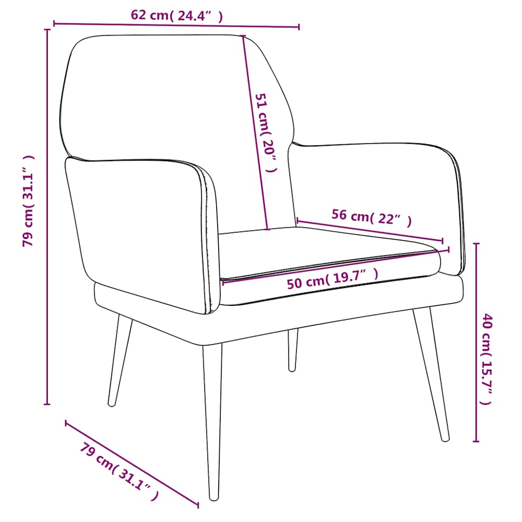 Poltrona Crema 62x79x79 cm Velluto | homemem39