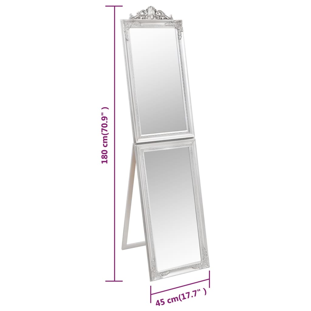 Specchio Autoportante Argento 45x180 cm | homemem39