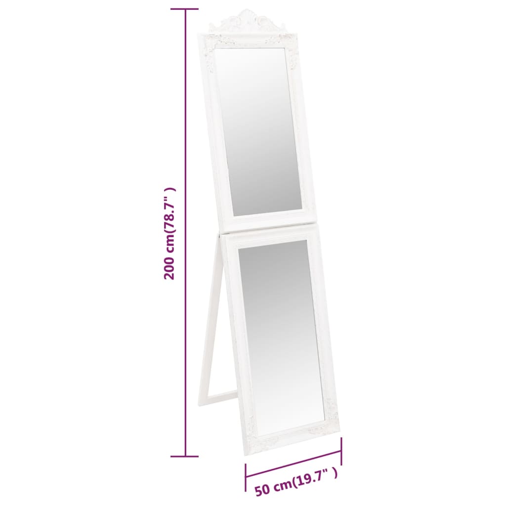 Specchio Autoportante Bianco 50x200 cm | homemem39