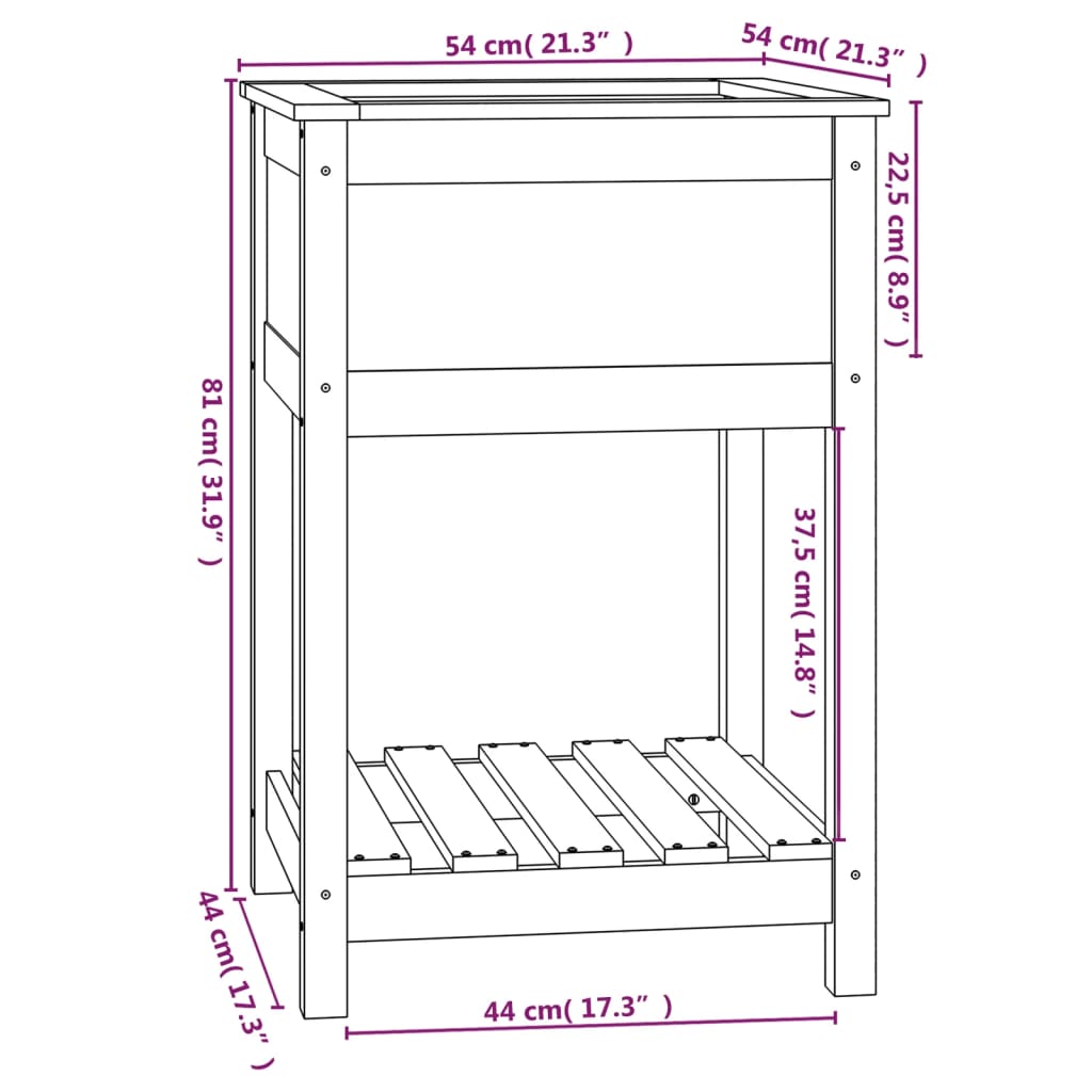 Fioriera con Mensola 54x54x81 cm in Legno Massello di Pino | homemem39