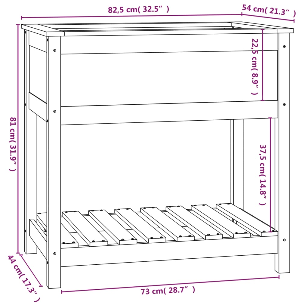 Fioriera con Mensola Bianca 82,5x54x81cm in Legno Massello Pino | homemem39