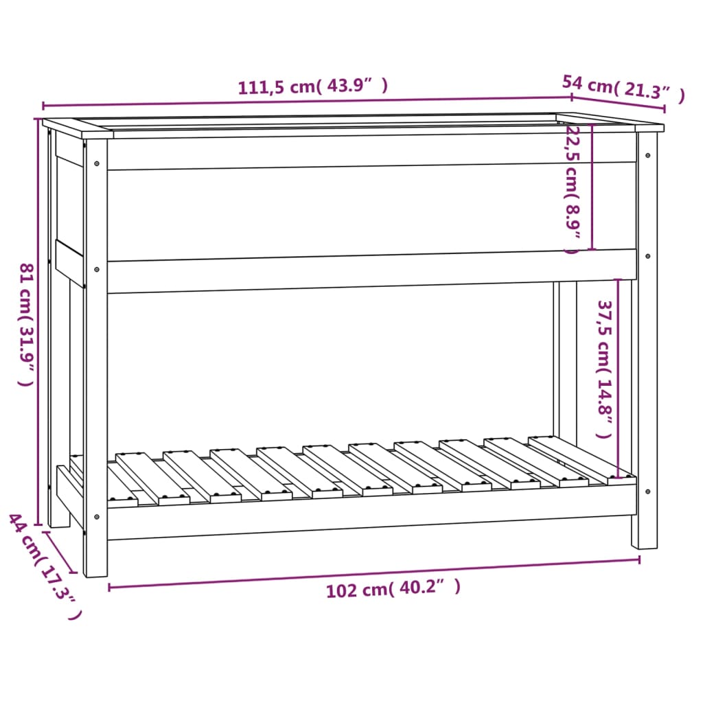 Fioriera con Mensola 111,5x54x81 cm in Legno Massello di Pino | homemem39