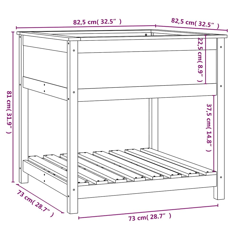 Fioriera con Mensola Ambra 82,5x82,5x81 cm Legno Massello Pino | homemem39
