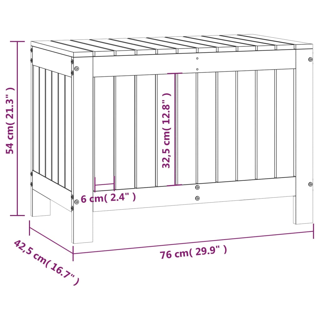 Contenitore da Giardino Nero 76x42,5x54 cm Legno Massello Pino | homemem39