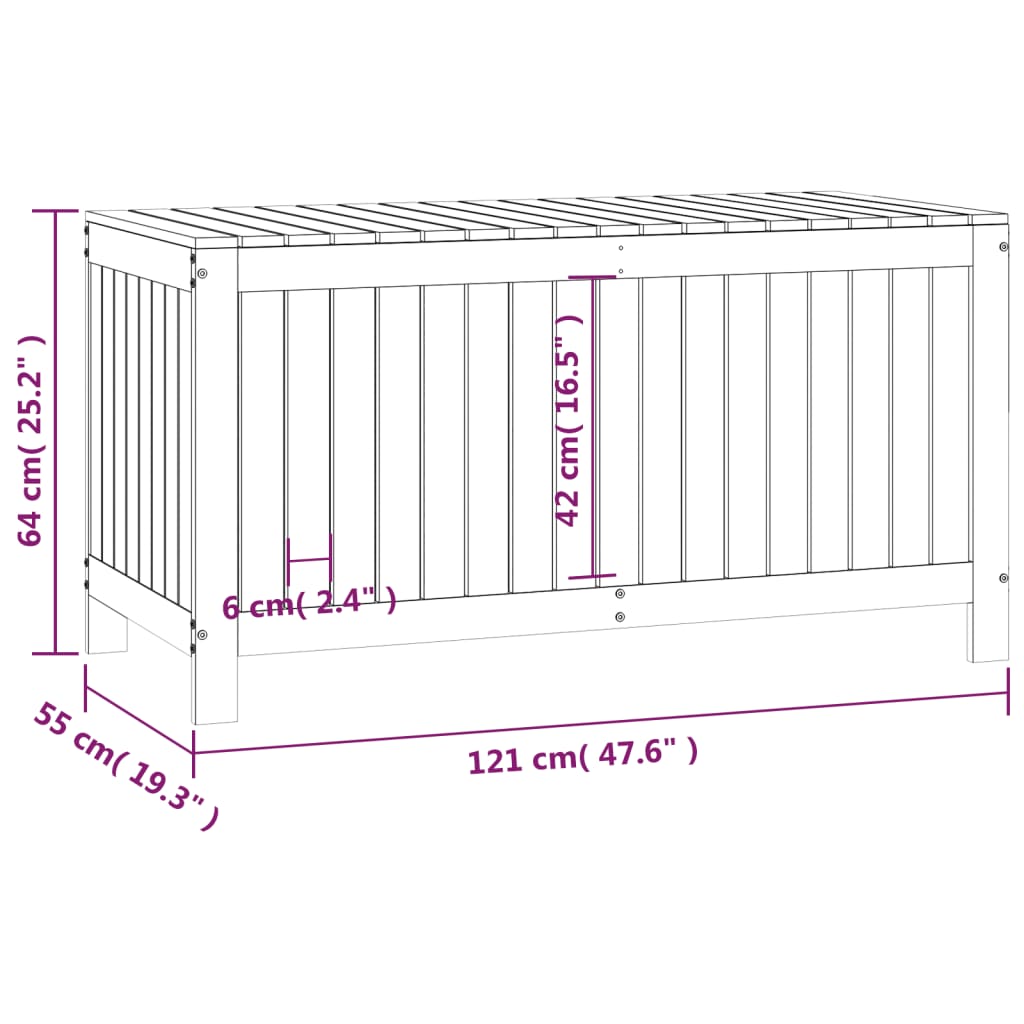 Contenitore da Giardino Grigio 121x55x64 cm Legno Massello Pino | homemem39
