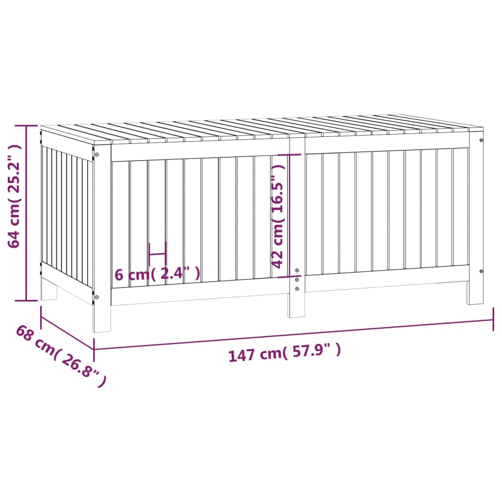 Contenitore da Giardino Ambra 147x68x64 cm Legno Massello Pino