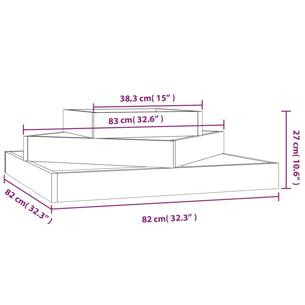 Fioriera 83x83x27 cm in Legno Massello di Pino | homemem39