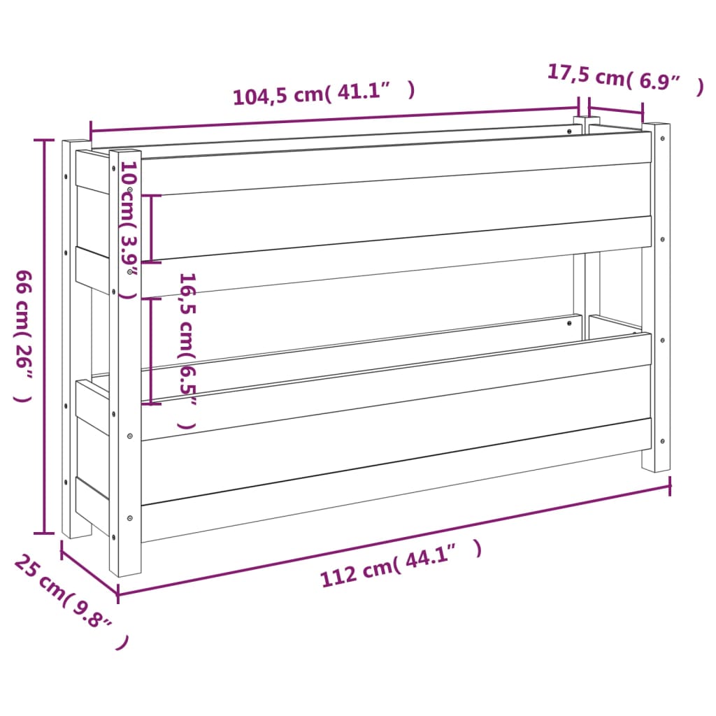 Fioriera Marrone Ambra 112x25x66 cm in Legno Massello di Pino | homemem39