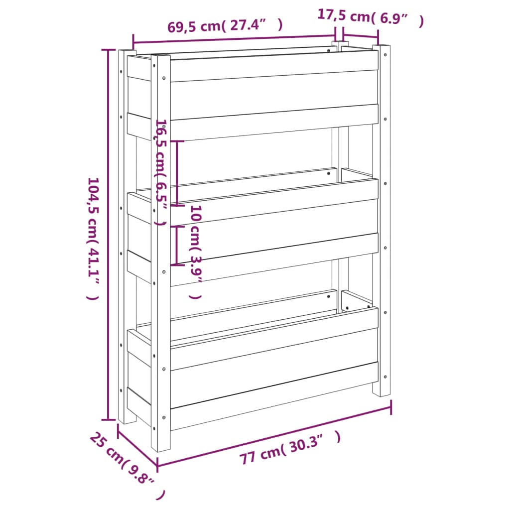 Fioriera Bianca 77x25x104,5 cm in Legno Massello di Pino | homemem39