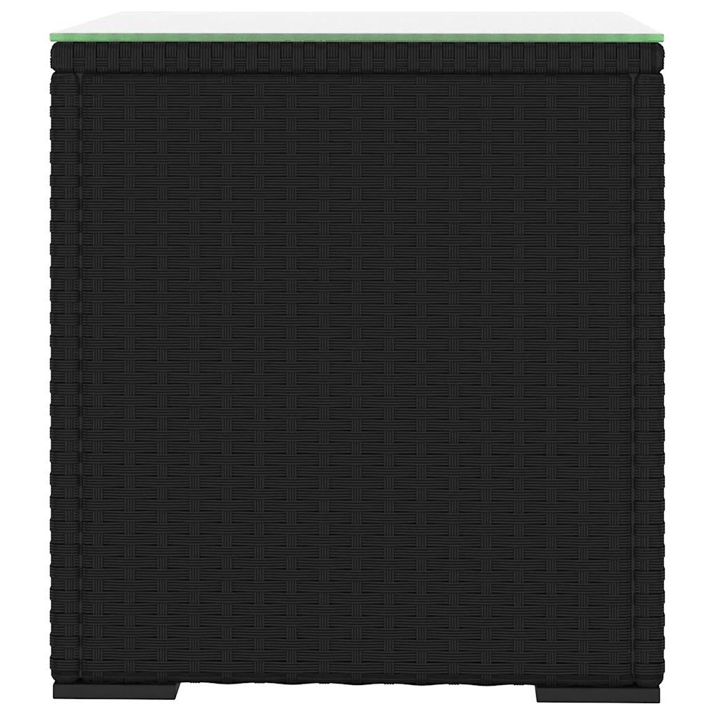 Tavolino Nero 40x37x40,5 cm Polyrattan e Vetro Temperato | homemem39