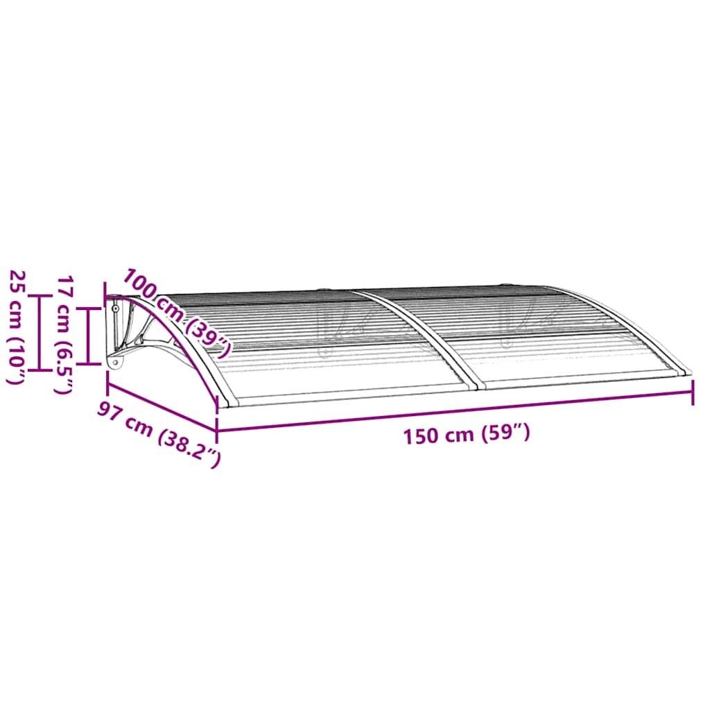 Tettoia per Porta Grigia 150x100 cm Policarbonato | homemem39