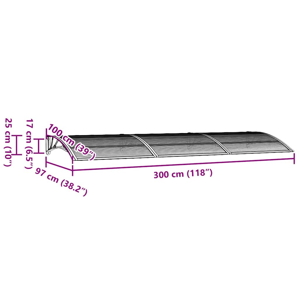 Tettoia per Porta Grigia 300x100 cm Policarbonato | homemem39