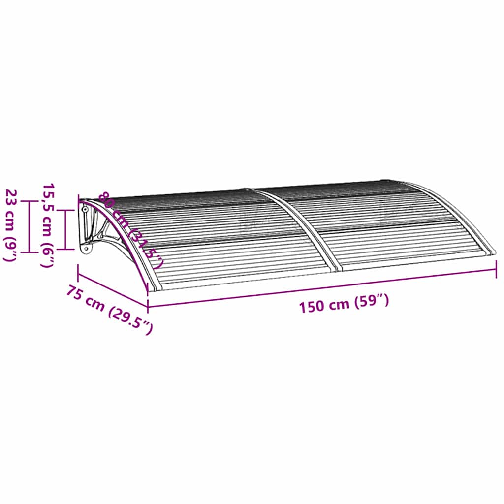 Tettoia per Porta Grigia 150x75 cm in Policarbonato | homemem39