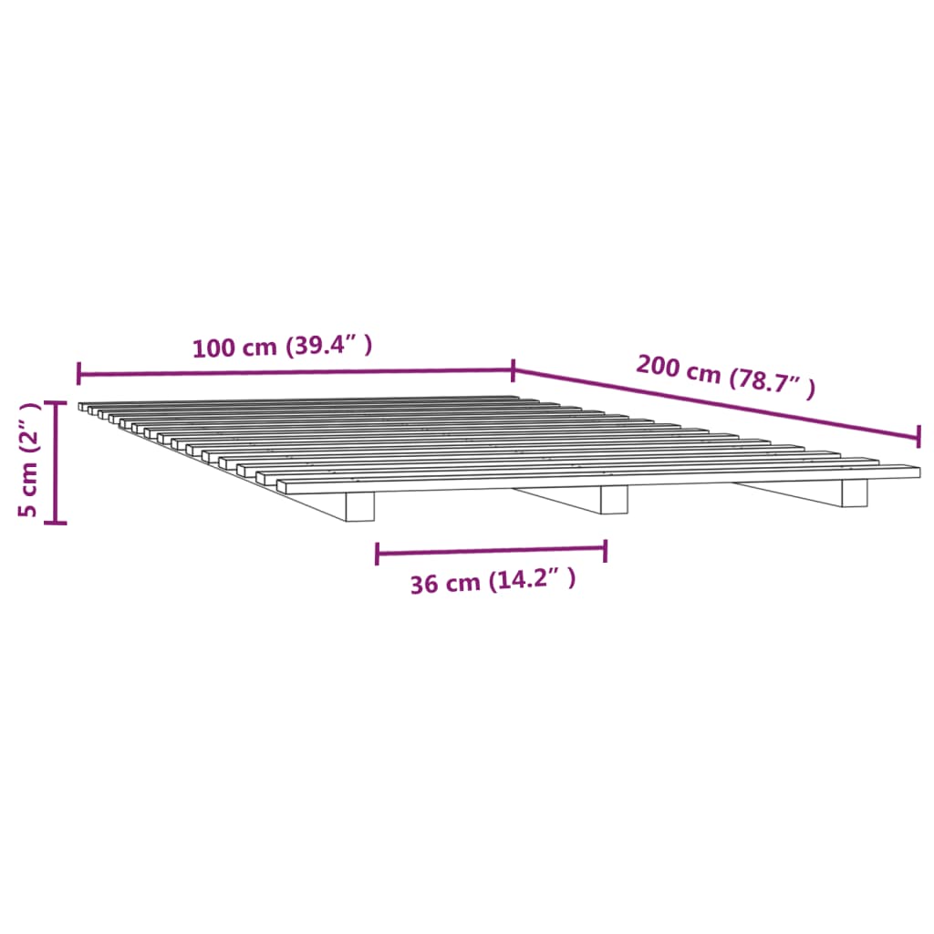 Giroletto Nero 100x200 cm in Legno Massello di Pino | homemem39