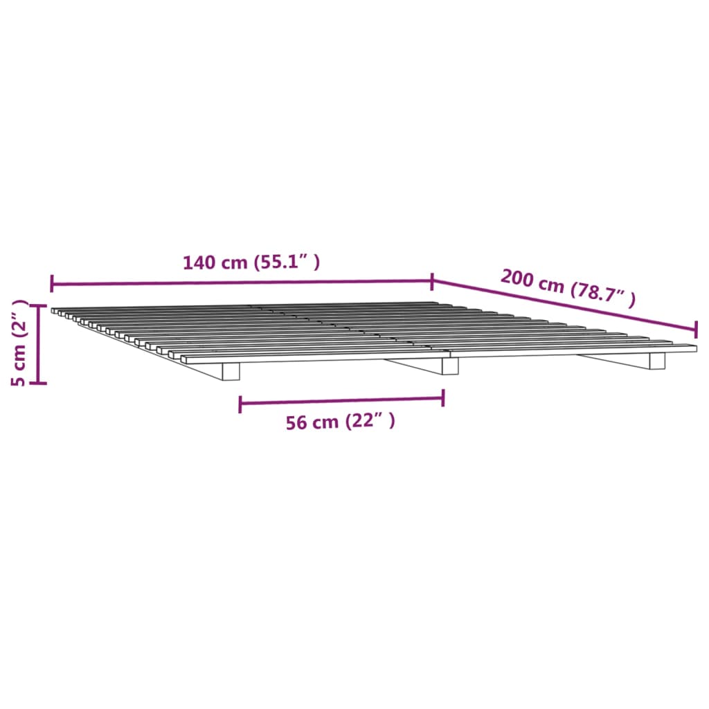 Giroletto senza Materasso Bianco 140x200 cm Legno Massello Pino | homemem39