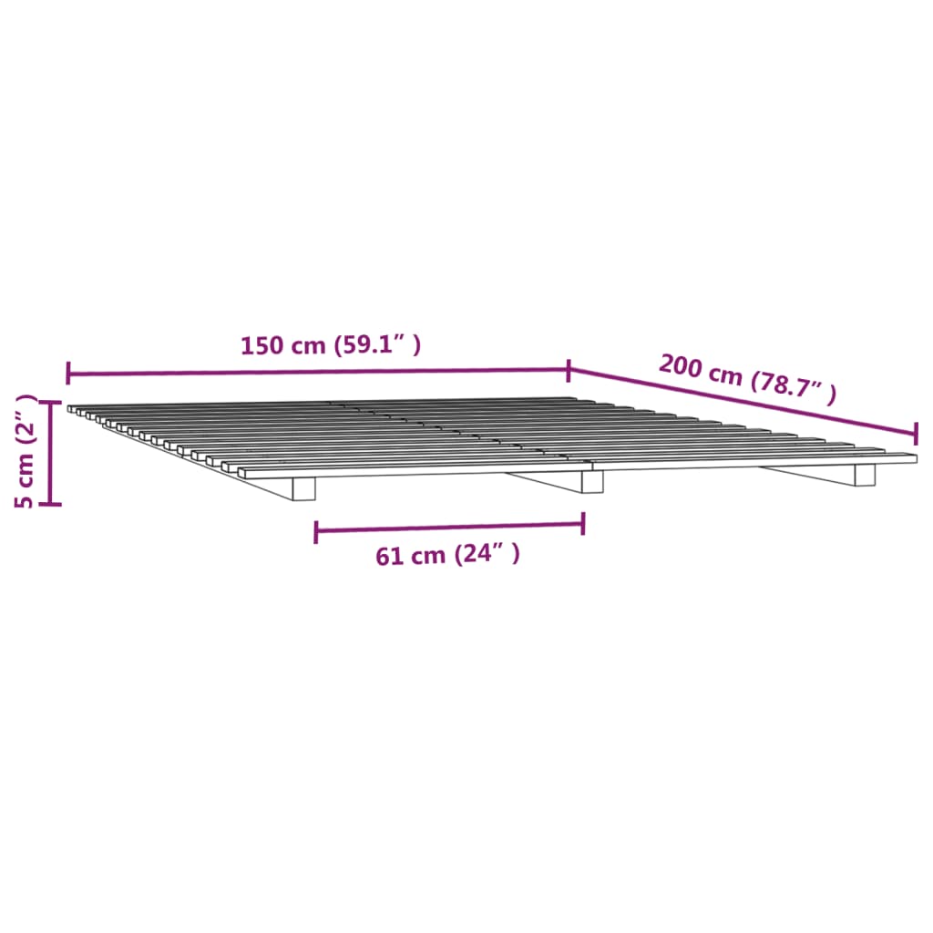 Giroletto senza Materasso Bianco 150x200 cm Legno Massello Pino | homemem39