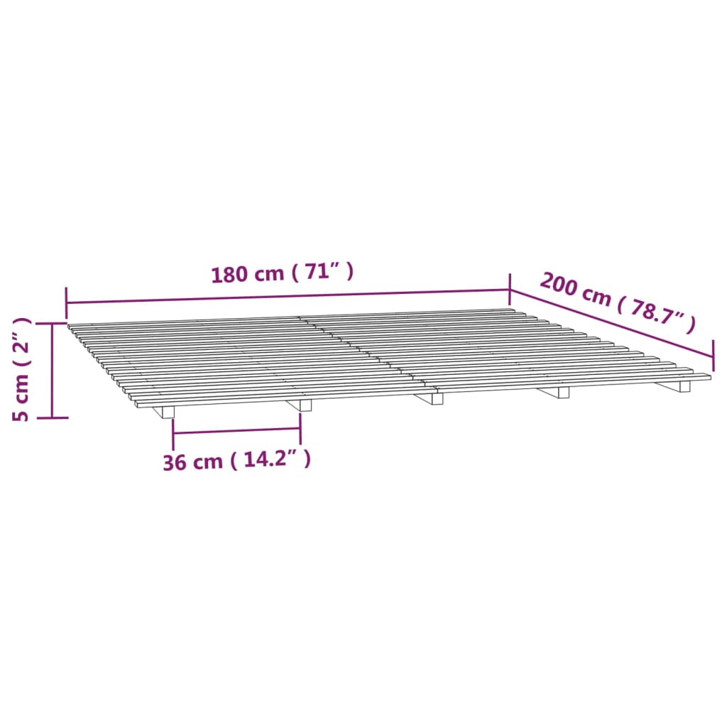 Giroletto senza Materasso 180x200 cm in Legno Massello di Pino | homemem39