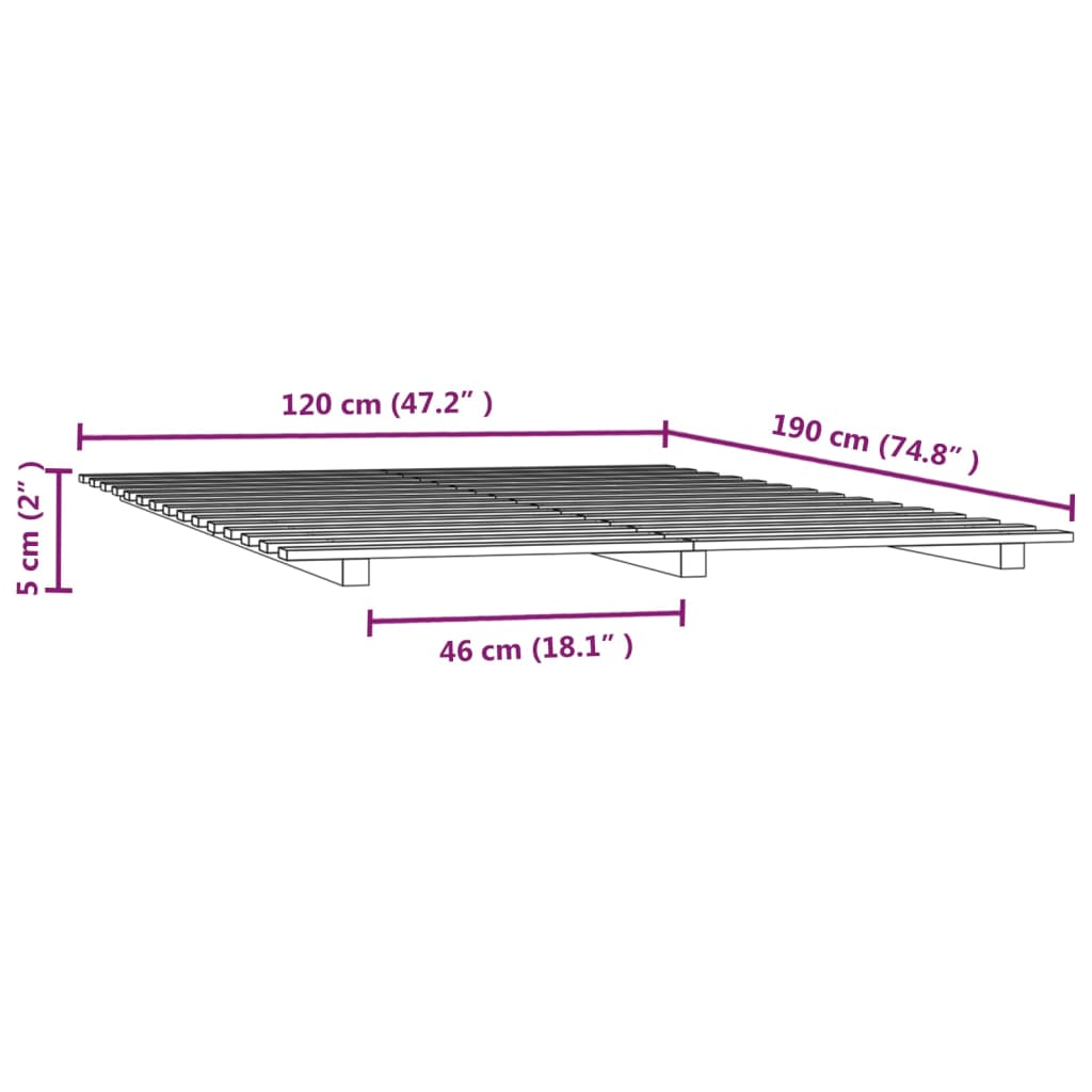 Letto senza Materasso Bianco 120x190 cm Legno Massello di Pino | homemem39