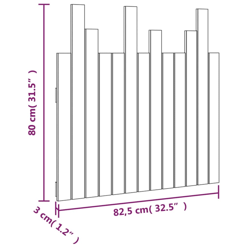 Testiera da Parete 82,5x3x80 cm in Legno Massello di Pino - homemem39