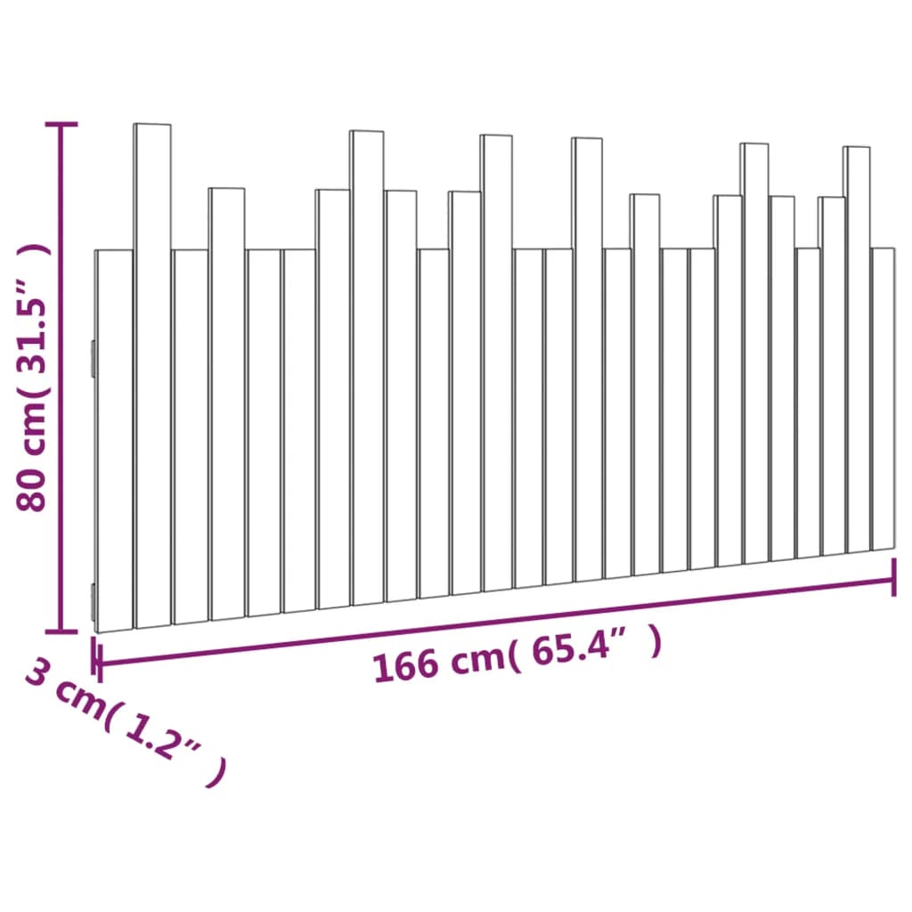Testiera da Parete Bianca 166x3x80 cm in Legno Massello di Pino - homemem39