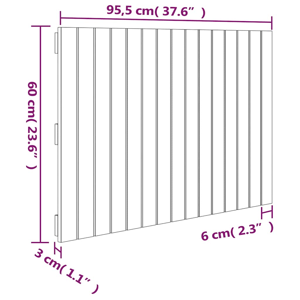 Testiera da Parete Ambra 95,5x3x60 cm in Legno Massello di Pino | homemem39